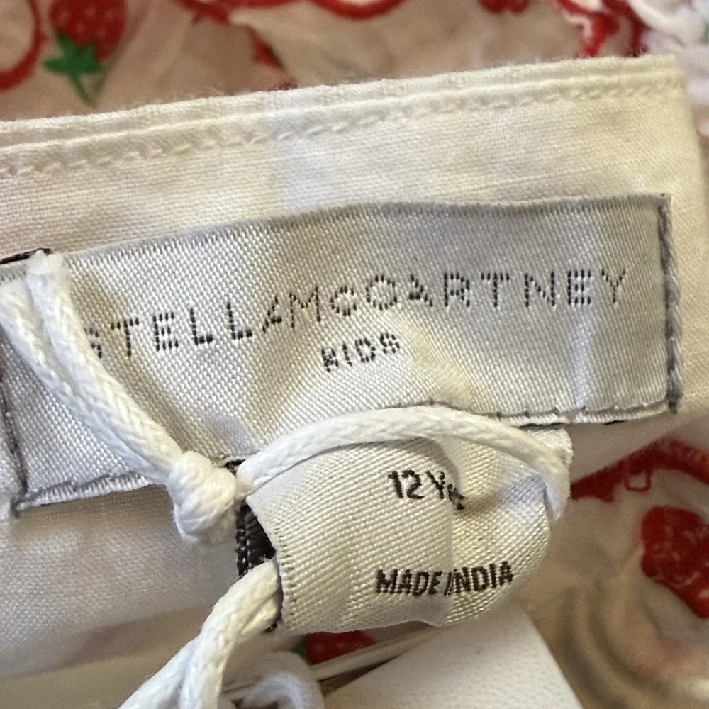 Stella McCartney Kids Dress Girls Size 12 White Red Strawberry Sleeveless Tiered - Picture 8 of 10